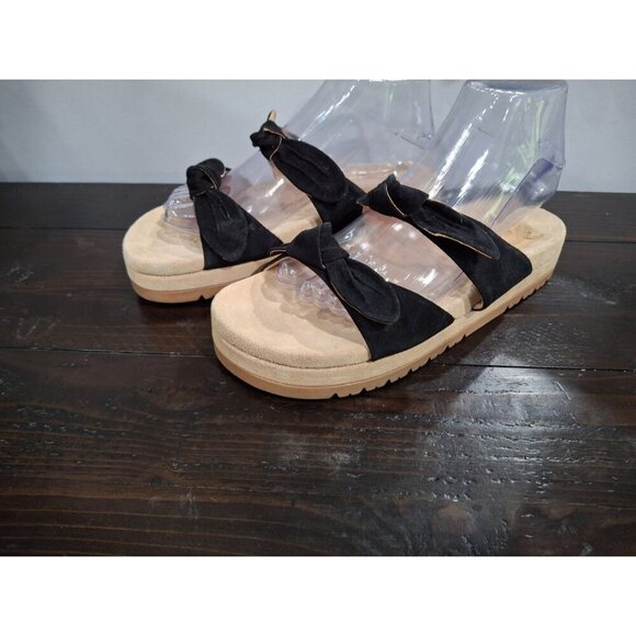 NWOB Jack Rogers Monica Double Knot Black Suede Platform Slide Sandals/Sz. 8.5M - Picture 3 of 9